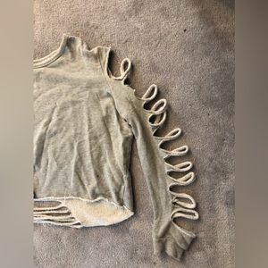 Cute gray cut-out sweatshirt